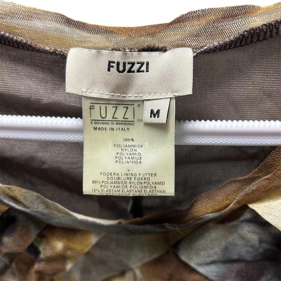 Y2K era Fuzzi Italy Sheer Mesh Abstract Print Midi Dress Size M - Picture 4 of 7